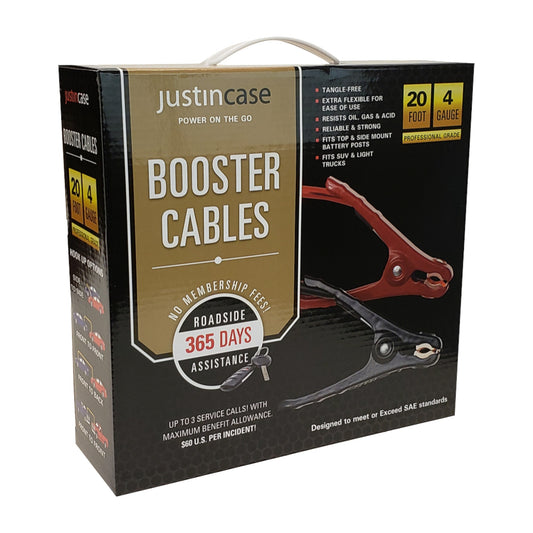 Justin Case Super Heavy-Duty 20 Foot 4 Gauge Booster Cables